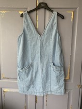 ASOS Light Blue Denim Pinafore Dress Size UK 10 Very Good Condition, 100% Cotton