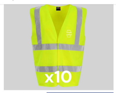 10er Pack Hi Vis Warnweste Uni Weste Netzweste gelb