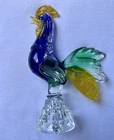 Vintage Murano Glass Rooster Blue Green Yellow Figurine Authentic Made in Italy