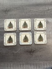 Pimpernel Spode Christmas Tree Holiday Coasters (Set of 6) - Cork Backed Board