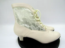 Funtasma Heeled Boots Womens 7M Ivory Lace Victorian Coquette Feminine Dame 05