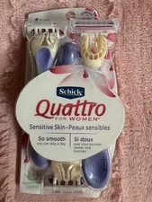 Women’s Schick QUATTRO Disposable Razors ~ 3 PACK Hypoallergenic SENSITIVE SKIN