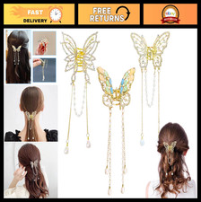 3 Butterfly Hair Claw Clips with Rhinestones, Non-Slip Hair Accessories for Wome