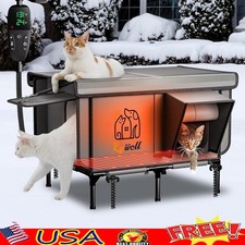 Heated Cat House Waterproof Outdoor Cozy Climate Control Safe Cat Shelter New