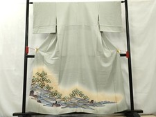 Heiwaya Kimono Luxurious colored tomesode Tatsunami pine pattern halo dyed gold