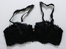 Savage x Fenty Women's Romantic Corded Lace Balconette Bra CA4 Caviar Size 34B