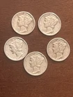 Mercury Dime Lot Of 5 1937 (2), 1939 (2) 1935 90% Silver High Grade