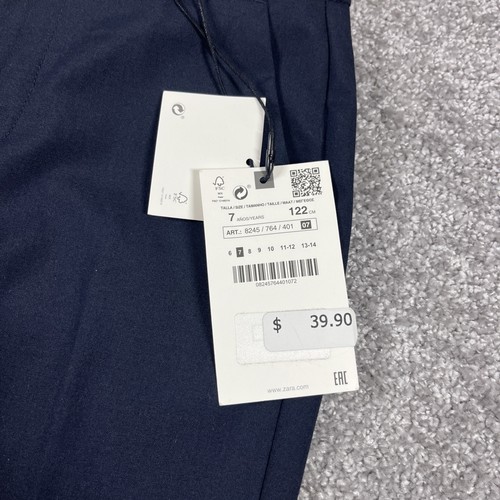 Zara Dress Pants Boys Size 7 Pleated Elastic Waist Navy Blue NWT - Picture 3 of 15