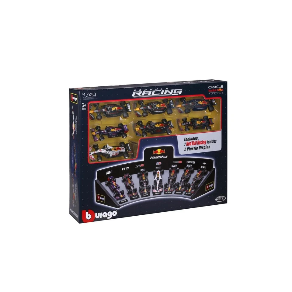 Set Di 7 Auto Bburago B18-38168 Red Bull Deluxe E Supporto Per Esposizione 2024 - Immagine 2 di 4
