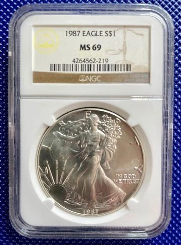 1987 ~ Silver Eagle S$1 ~ NGC MS69 ~ #4264562-219