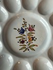 Hand-painted ceramic deviled egg plate with floral design — photo 2