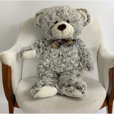 FAO Schwarz 18  Teddy Bear Plush Stuffed Animal - Bow Tie - Gray Plush