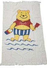 Vintage Disney Winnie the Pooh Beach Towel Fringe 53x33" ISSUES