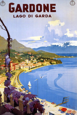 GARDONE LAGO DI GARDA REVIERA LAKE BOAT TRAVEL ITALY VINTAGE POSTER REPRODUCTION