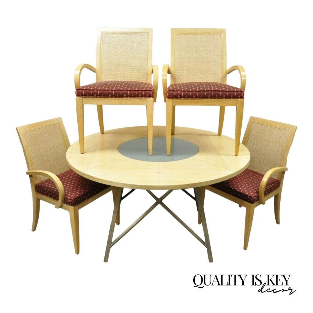Drexel Heritage Studio Contemporary Modern Blonde Wood Dining Set Table 4 Chairs