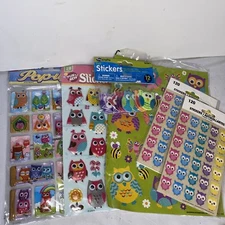 NEW wide eye owls Sticker Pack Lot of 5 packs. puffy pop-up and felt