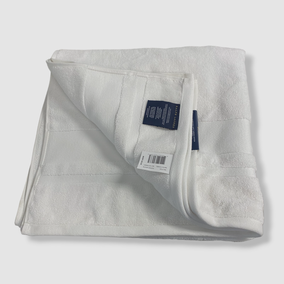 Ralph Lauren White Wilton Solid Cotton Terry Bathroom Bath Towel Size