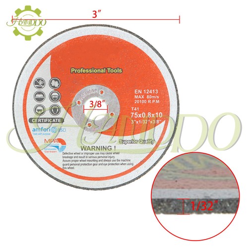 3"x1/32"x3/8" Cut Off Wheels Die Grinder Metal Cutting Disc 20 Pack - Picture 9 of 9