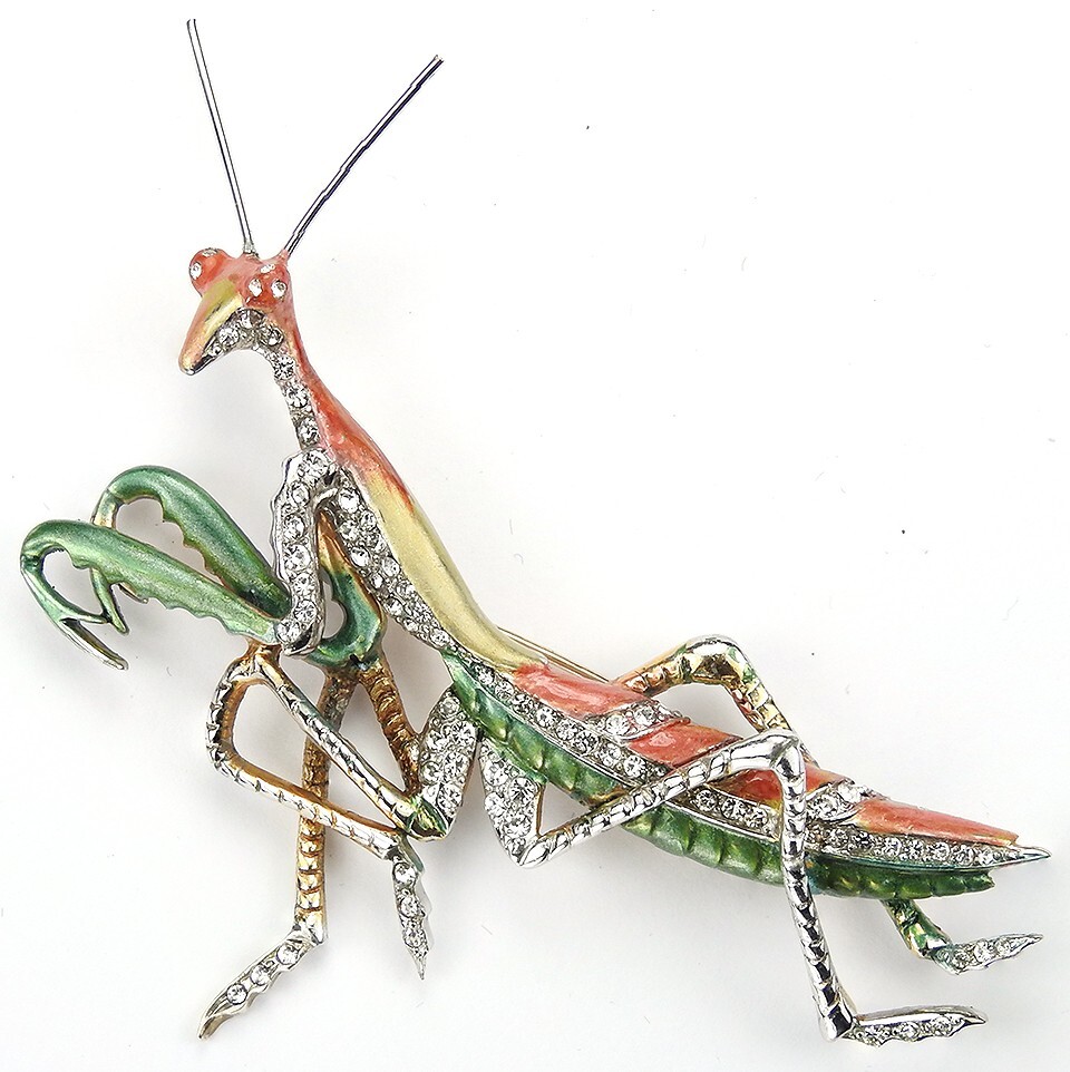 MB Boucher Gold Pave and Metallic Enamel Praying Mantis Bug