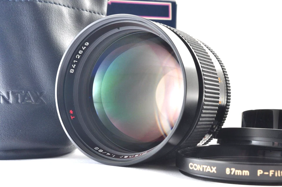Contax Carl Zeiss Planar 85mm f/1.4 MMJ Lens N Mint w/ Box Case Caps From Japan - Image 2 of 4