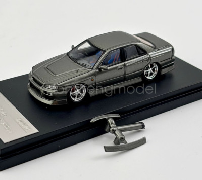Mortal 1:64 Gray Skyline GTR ER34 25GT URAS Sports Diecast Metal Car Model