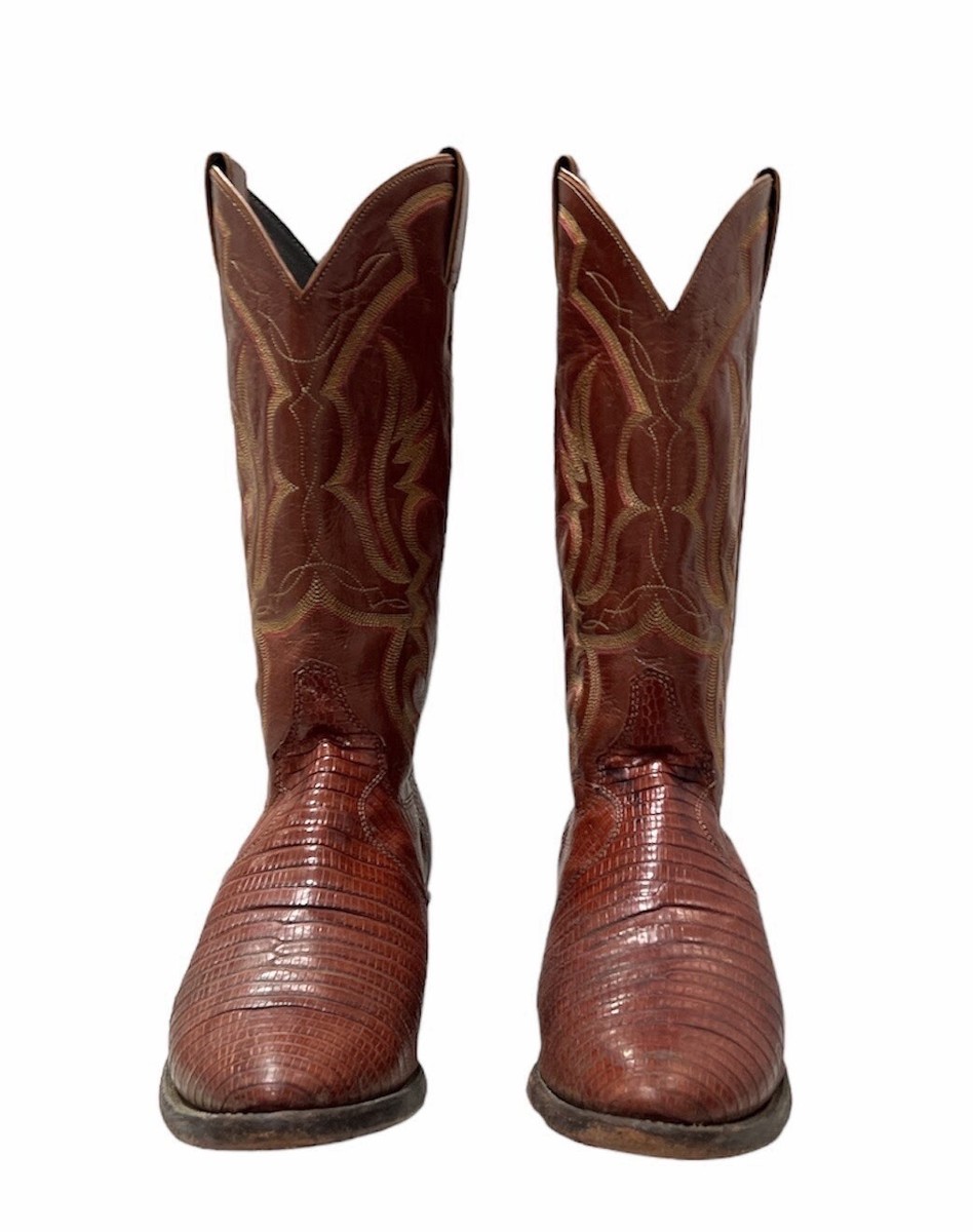 Justin Boots Mens 8.5 D Brown Teju Lizard Skin Cowboy  display picture 2