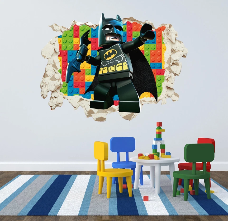 Batman - Efecto de pared roto 3D - Calcomanía de pared para decoración de dormitorio infantil Foto 3 de 4