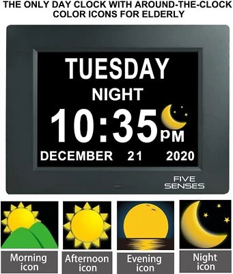 8” Digital Calendar, Clock with Day and Date for Elderly Day Clock Digital Clock