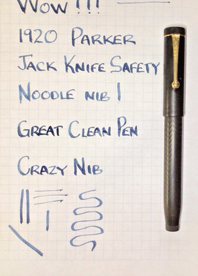 Parker Jack Knife Safety 24 1/2 Nice 14K #2 Noodleish Nib Outstanding Pen!!