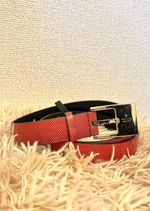 Gucci Ceinture Cuir Rouge Logo Or Quincaillerie Boucle Accessoire Femme U3883