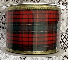 Great Value Holiday Wire Edge Ribbon 2.5 X 24 Ft Christmas TARTAN PLAID New