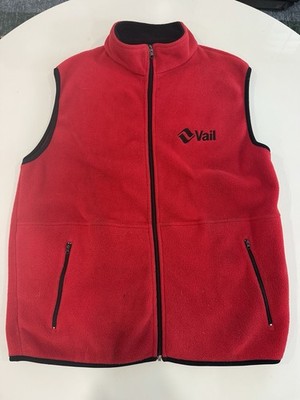 Vintage Vail Ski Resort China Bowl Red Fleece Vest Sz XL 1980 s Back Bowl Skiing