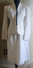 DAVID BENJAMIN Women Career White Suit Skirt 2Pc Sets Outfit Sz 12 XS S VTG