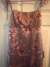 ulus Floral Satin Slip Dress Mauve Pink Spaghetti Strap Midi Women’s M