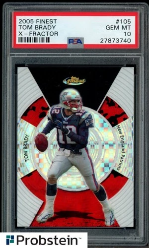 2005 Topps Finest X-Fractor #105 Tom Brady New England Patriots 237/250 PSA 10