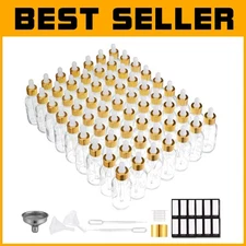 Thick Glass Bottles Bulk with Golden Caps, 63 Pack