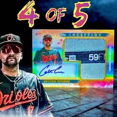 Colton Cowser 2024 Topps Inception JUMBO Hat Patch AUTO 4/5 Baltimore Orioles RC