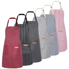 6 Pcs Waterproof kitchen apron Set With 2 Pockets Adjustable Bib Aprons For C...