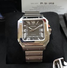 NEW 9/2026 Cartier Santos Large Black Stainless Steel  WSSA0096 39.8mm Watch B&P