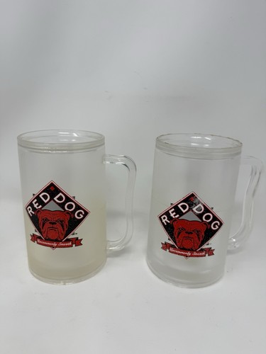 Menge 2 rote Hunde ungewöhnlich glatt Bier Kunststoff Sammlerstück Souvenir Becher