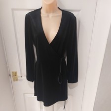 Zara Womens evening occasion Velvet Wrap Dress Black Size Small 8-10-12
