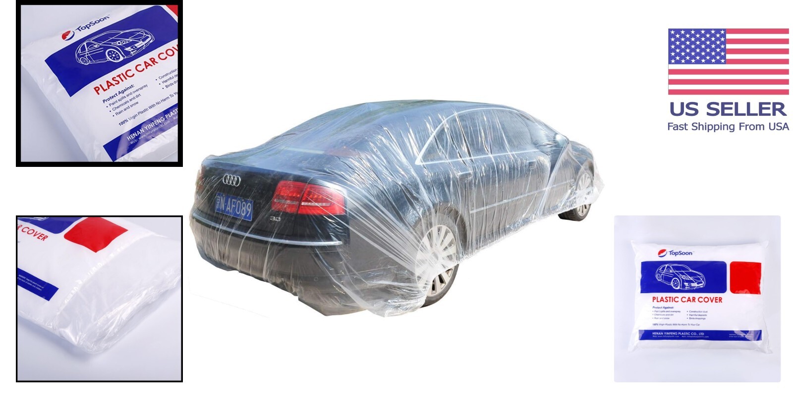 Lightweight Elastic Band Car Cover - Clear 12ft x 22ft for All Vehicle Types