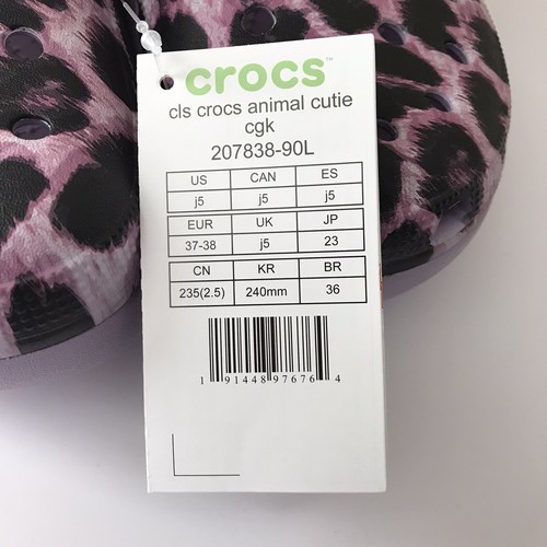 Crocs Animal Print Kids Shoes Girls Size 5 Purple Slip-on Platform Style NWT - Picture 7 of 9