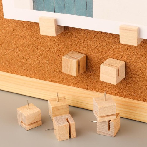 10Pcs Wooden Snap Button Pin With Slot For Cork Board Photo Display * - Afbeelding 8 van 8