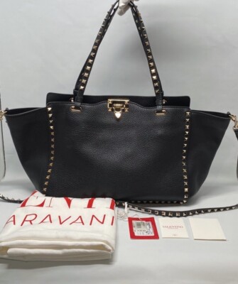 ハンドバッグ Valentino Garavani Rockstud Double Handbag In Grainy Leather Valentino Garavani Medium Grainy Calfskin Rockstud Bag | eBay