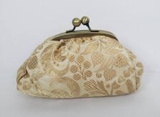 TALBOTS Cosmetic Bag Gold Brocade Snap Close ...
