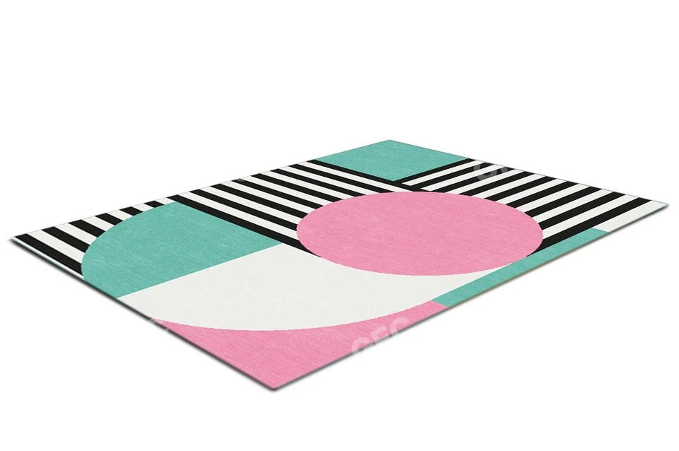 Baby pink&blue 8x10 Area Tufted rug woolen Area Rug Hand tufted Rug For Any Room - Image 3 of 4