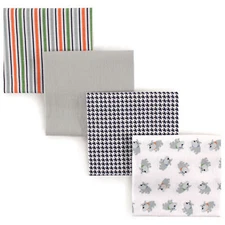 Luvable Friends Baby Boy Cotton Flannel Receiving Blankets, Dog 4-Pack, One Size