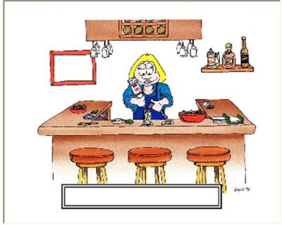 Bartender Female  Cartoon Character Personalized Matted Print Series 1