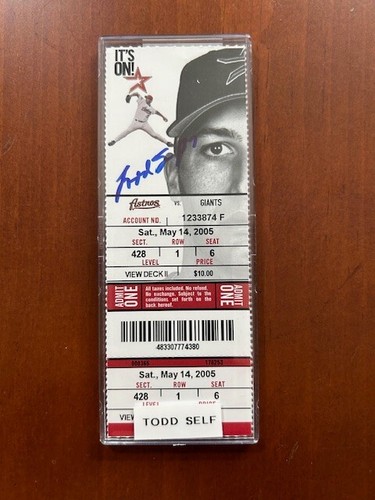 2005 Houston Astros Autographed Season Ticket, Signed by Todd Self - Picture 2 of 2
